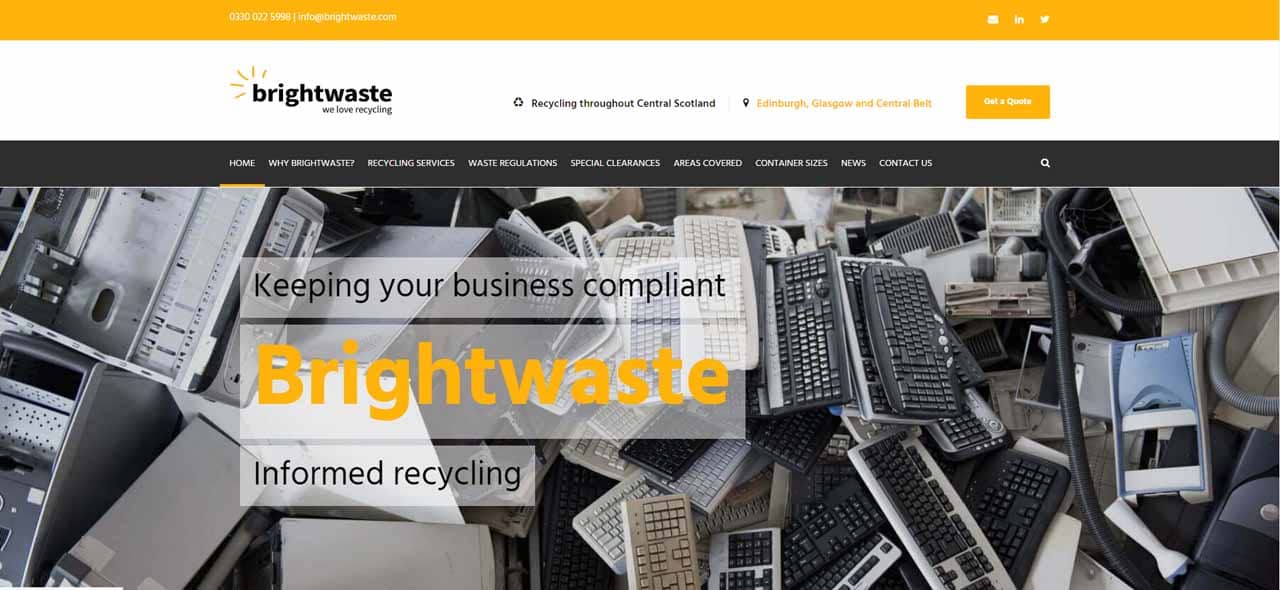 Brightwaste website - project managed by Real Marketing