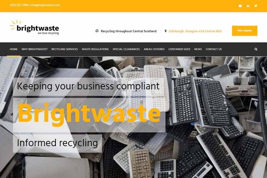 Brightwaste website - project managed by Real Marketing